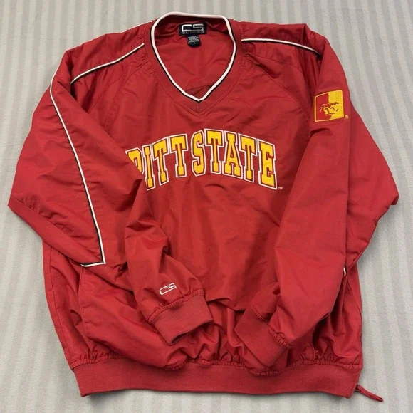 Vintage Pitt State Cable Sportswear Size Large Pullover Windbreaker Side 1/4 Zip - Picture 2 of 6